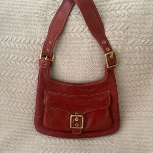Elegant Red Leather Shoulder Bag